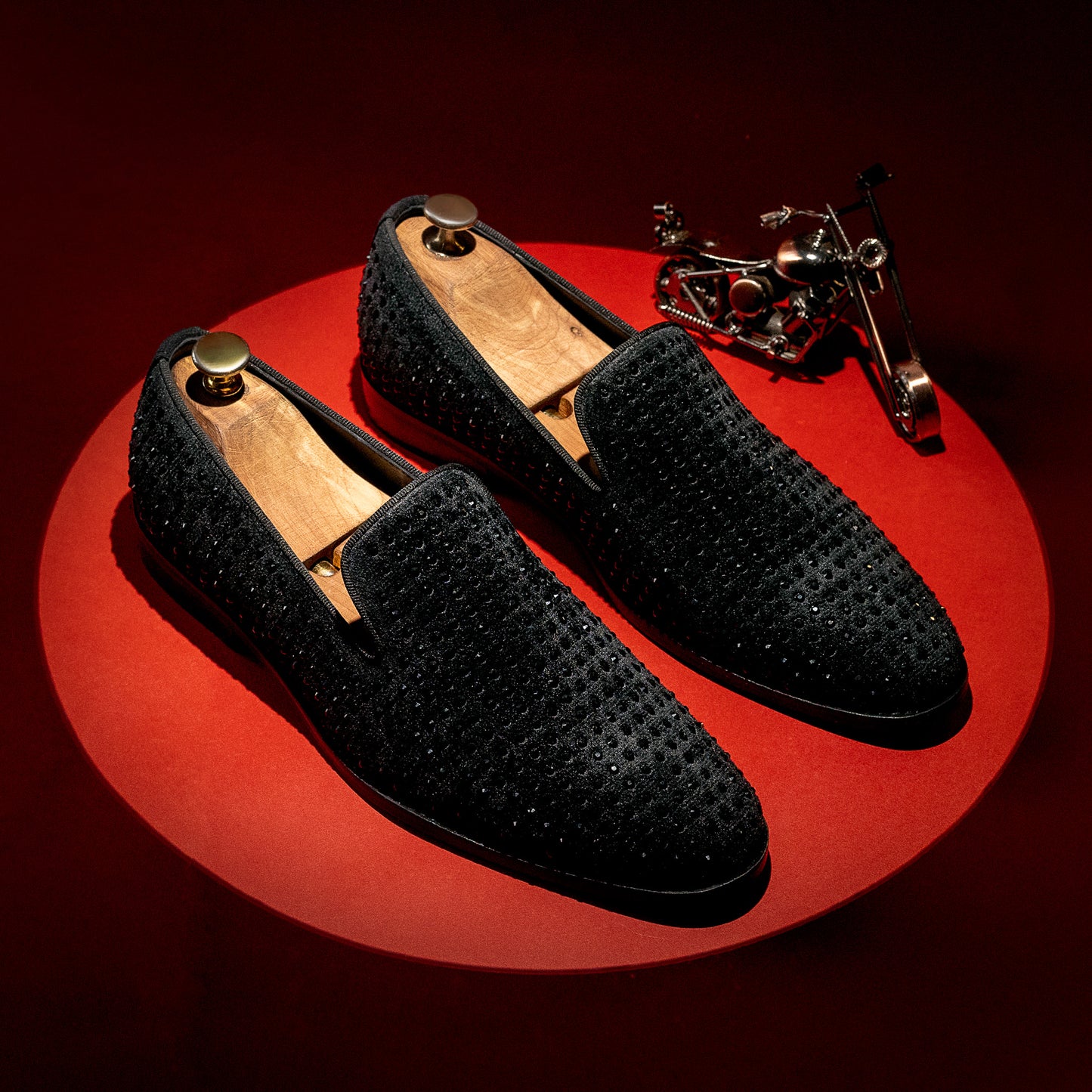 Dapper Diaz Black Diamond Studded loafer for men