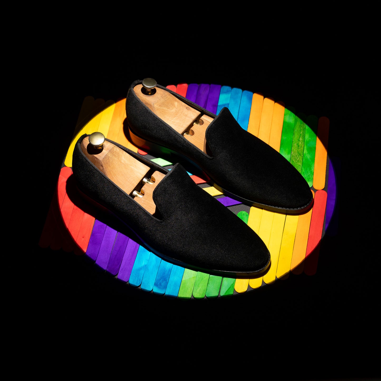 Bel Rebel Black Velvet Slipons Loafers Shoes For Men