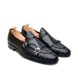 Christian Coal Batwing Double Strap Monk Shoes For Men