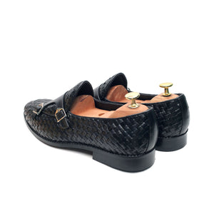 Christian Coal Batwing Double Strap Monk Shoes For Men