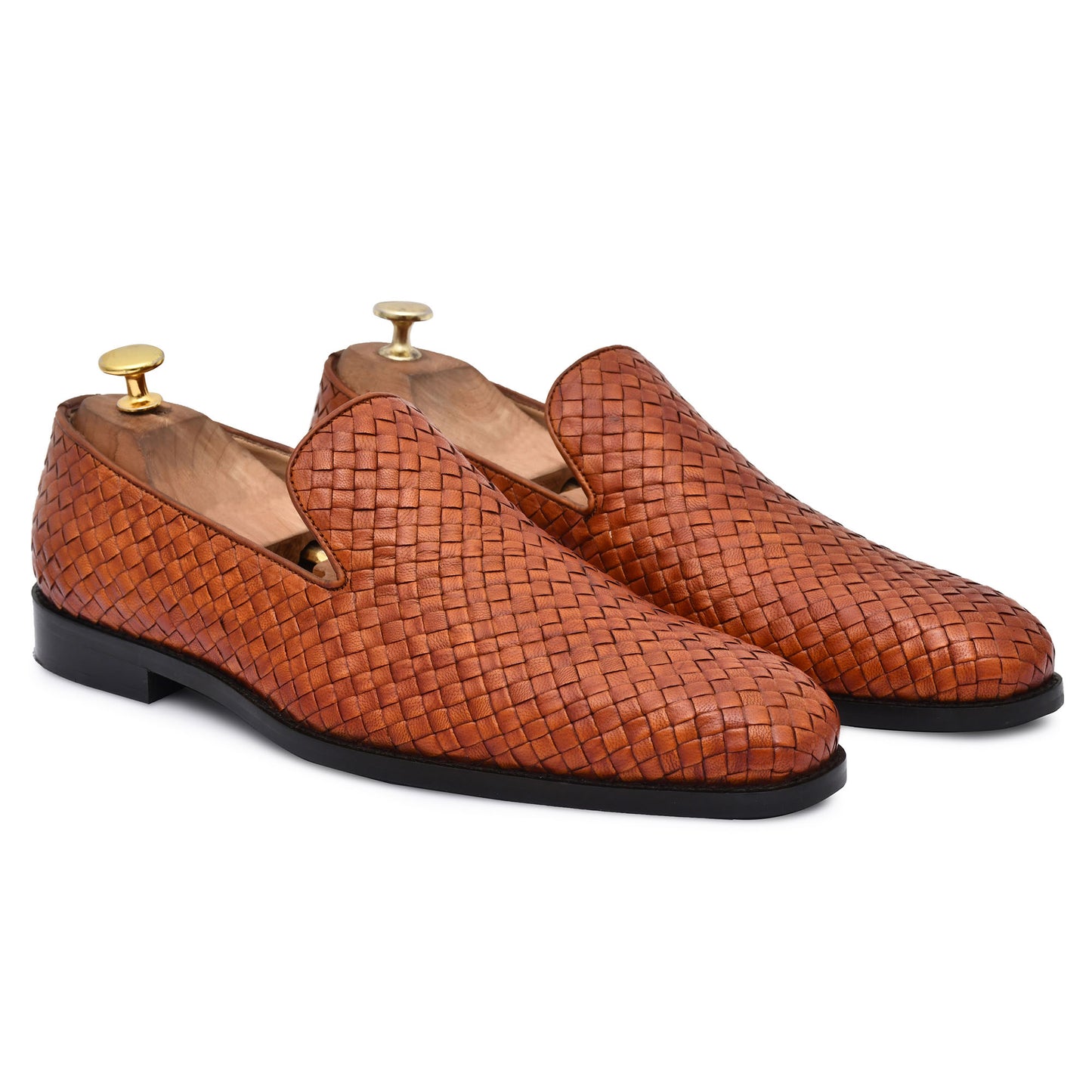 MAROUSH BURNISHED HAND WOVEN SLIP-ONS