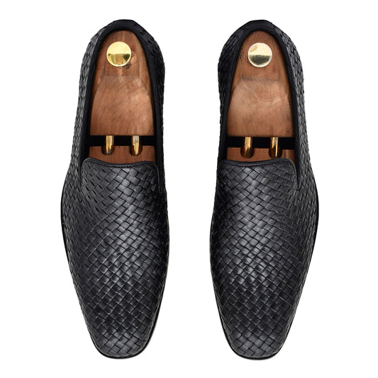 Maroush Burnished Hand Woven Slipon Loafers Shoes For Men