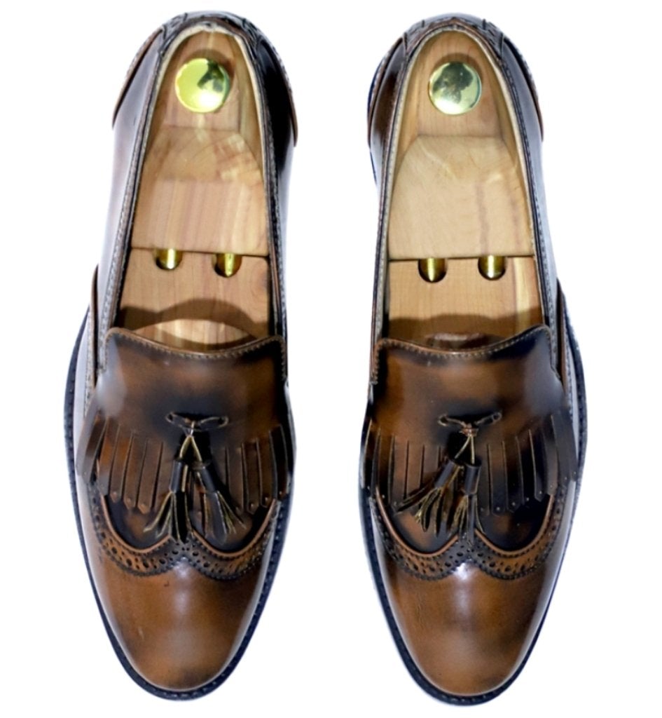 Belgian Split Tone Cocoa Slipon Loafers For Men