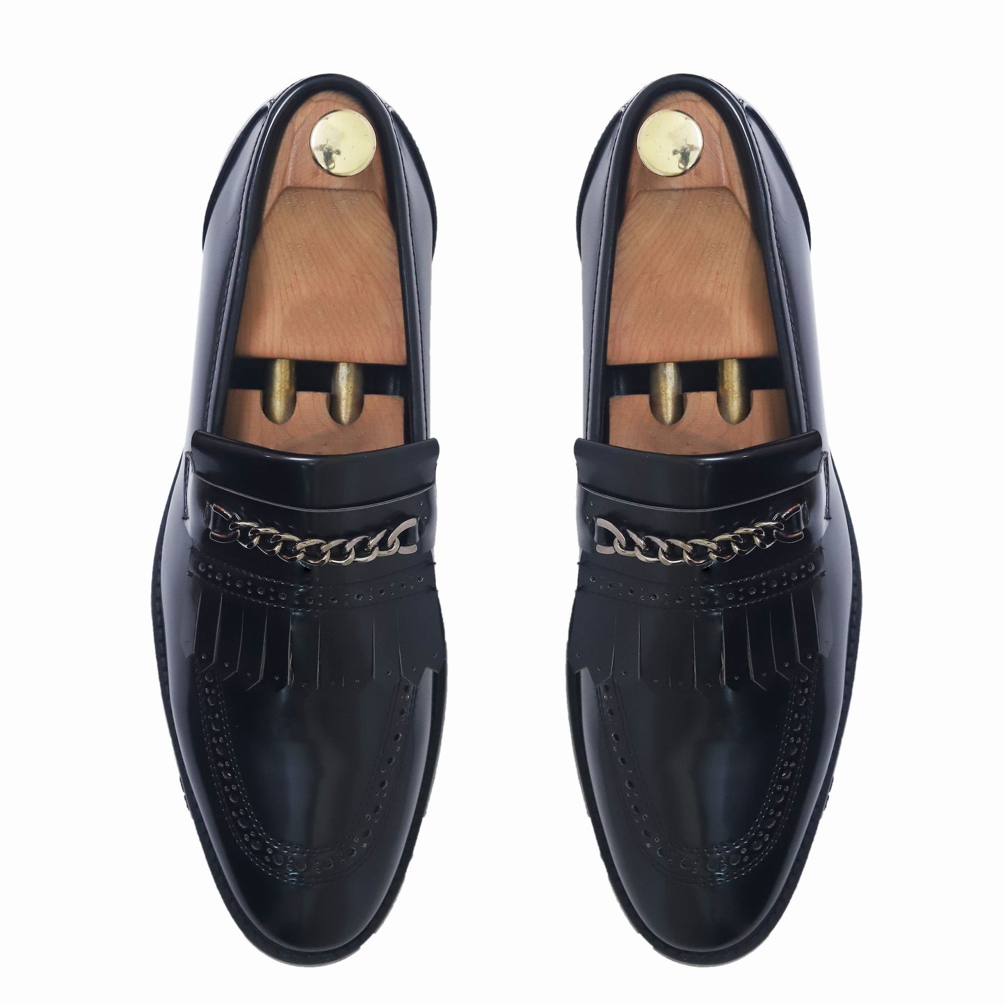 Tangerine Coal Calf Black Belgian Slipon Loafers Shoes For Men