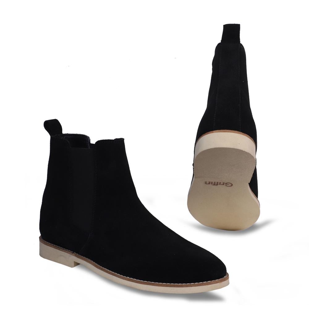 Sapphire Velour Corine Coal Chelsea Boot For Men