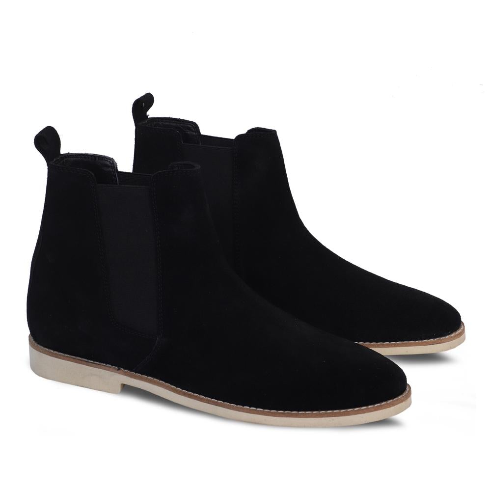 Sapphire Velour Corine Coal Chelsea Boot For Men