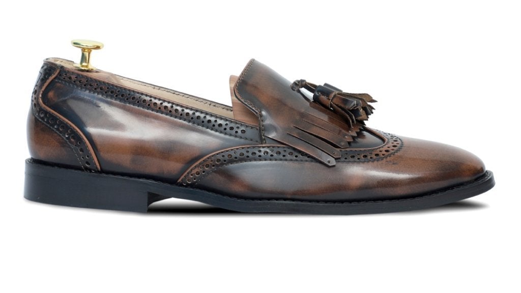 Belgian Split Tone Cocoa Slipon Loafers For Men