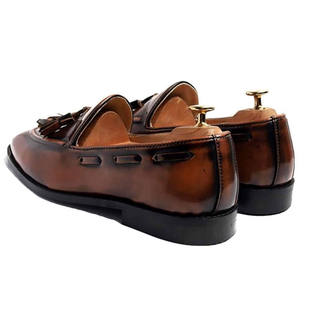 Philippe Nappa Cognac Slipon Loafers For Men