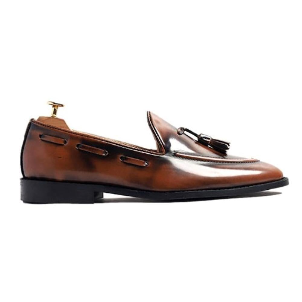 Philippe Nappa Cognac Slipon Loafers For Men